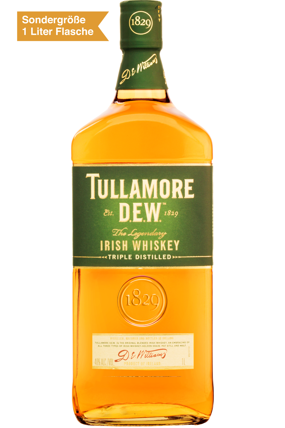 Tullamore D.E.W. The Legendary Irish Whiskey Tripple Distilled 1 Liter Flasche